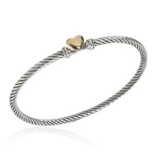 DAVID YURMAN 2 TONE CABLE Heart BANGLE